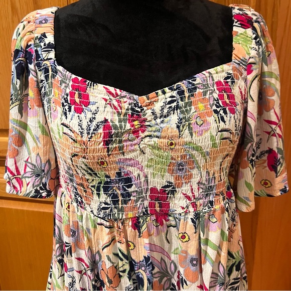 ROXY‎ Golden Dawn Smocked A-Line Mini Dress in Ash Rose Wallflower Size Large - Picture 8 of 16